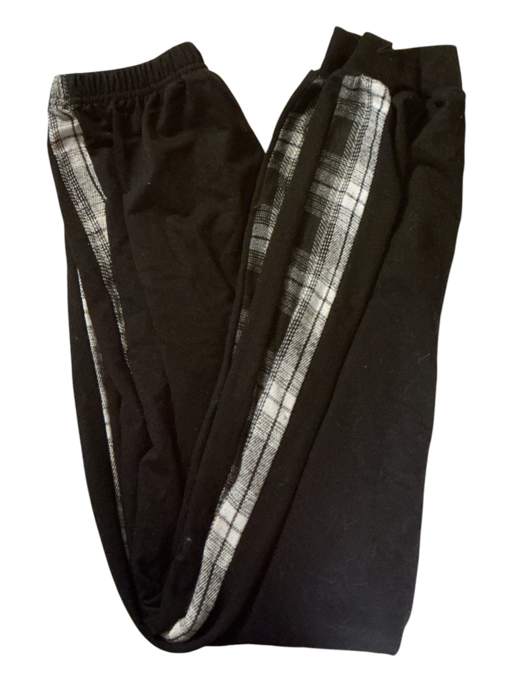 Kids Black Sweatpants with White Plaid Side Stripe